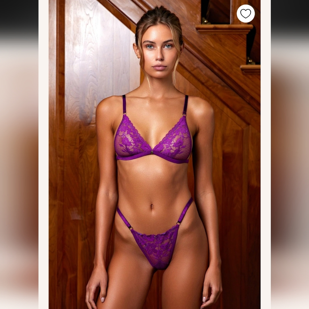 NWT Gooseberry Intimates Triangle Bra Set in Plum